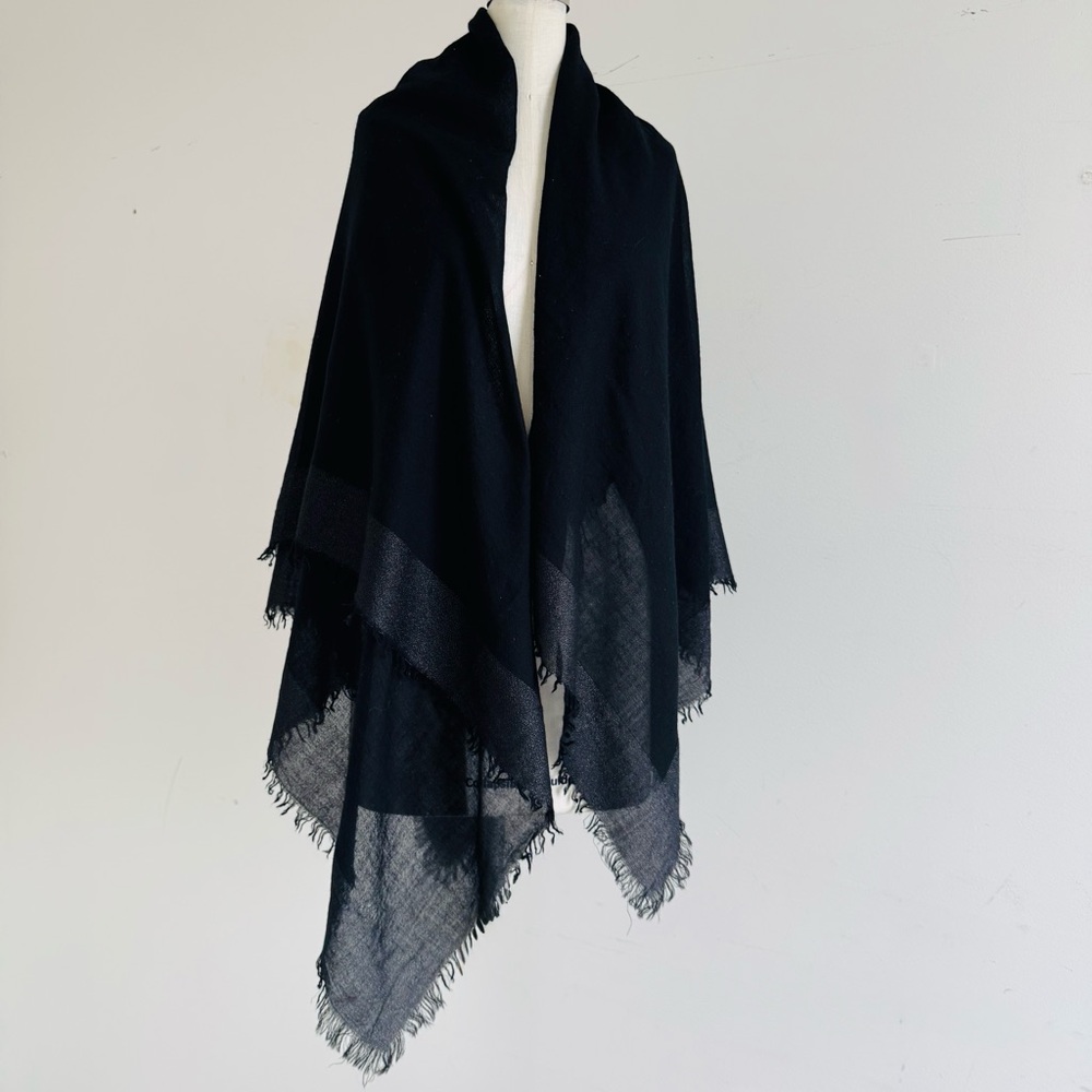 Marc Jacobs Black and Shimmer Fringe Scarf